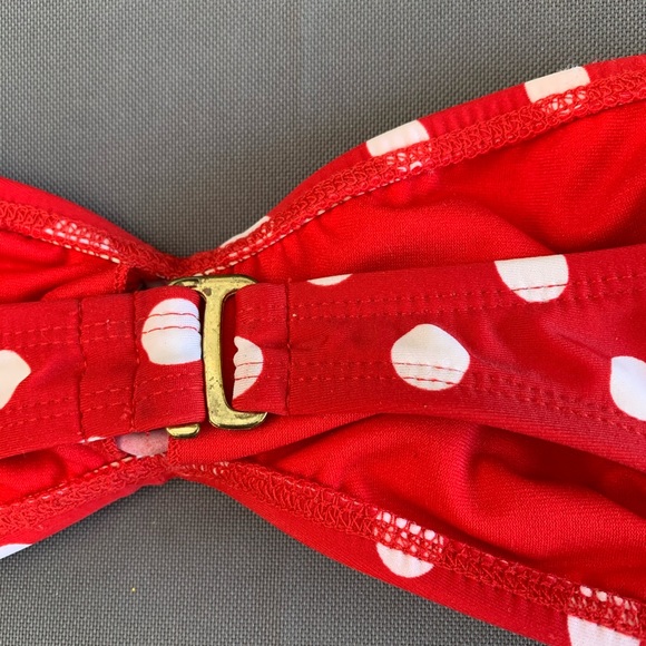Red Polka Dot Bandeau Style Bikini Top - Picture 4 of 5